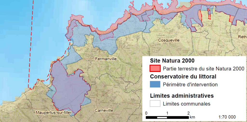 Plan de la zone Natura 2000 à Fermanville